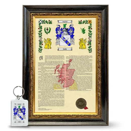 Lesle Framed Armorial History and Keychain - Heirloom