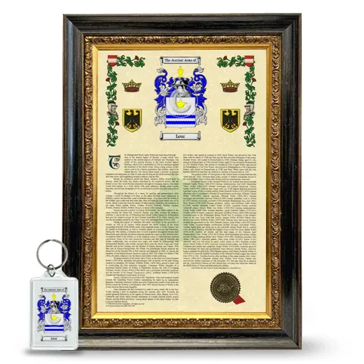 Leur Framed Armorial History and Keychain - Heirloom