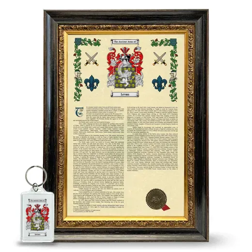 Levan Framed Armorial History and Keychain - Heirloom