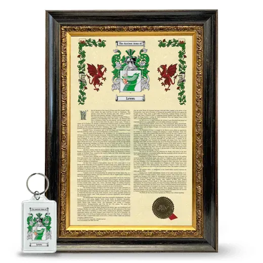Lewes Framed Armorial History and Keychain - Heirloom