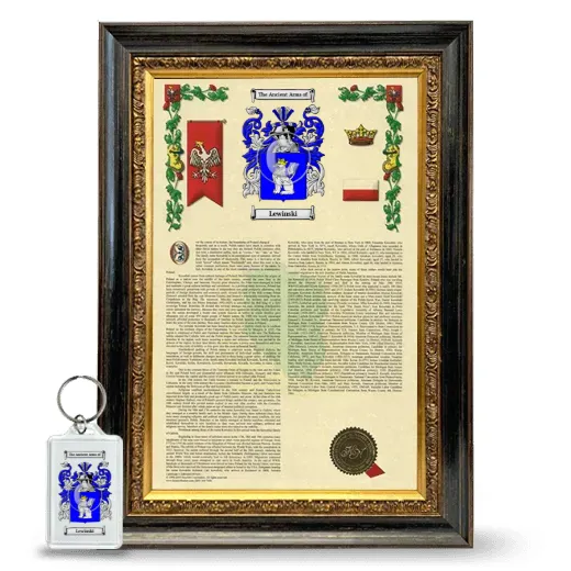 Lewinski Framed Armorial History and Keychain - Heirloom