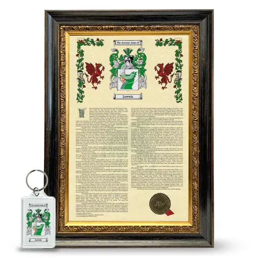 Lewwis Framed Armorial History and Keychain - Heirloom