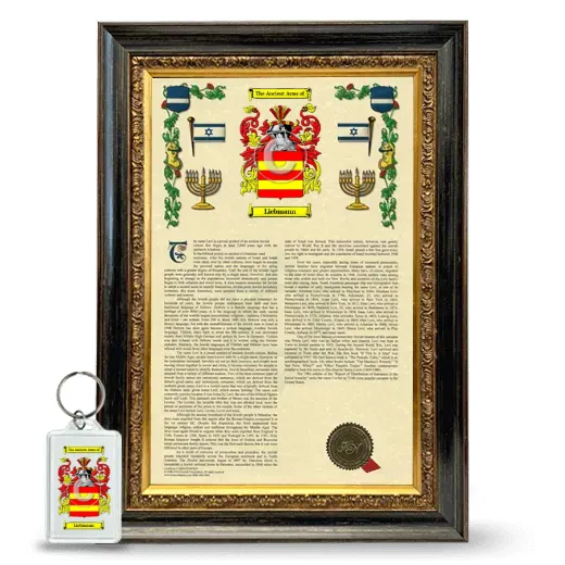 Liebmann Framed Armorial History and Keychain - Heirloom