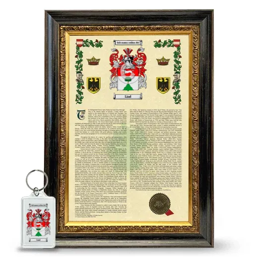 Lind Framed Armorial History and Keychain - Heirloom