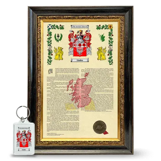 Linden Framed Armorial History and Keychain - Heirloom