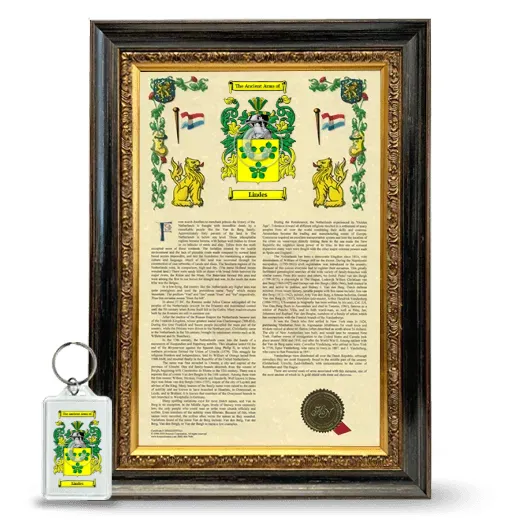 Lindes Framed Armorial History and Keychain - Heirloom