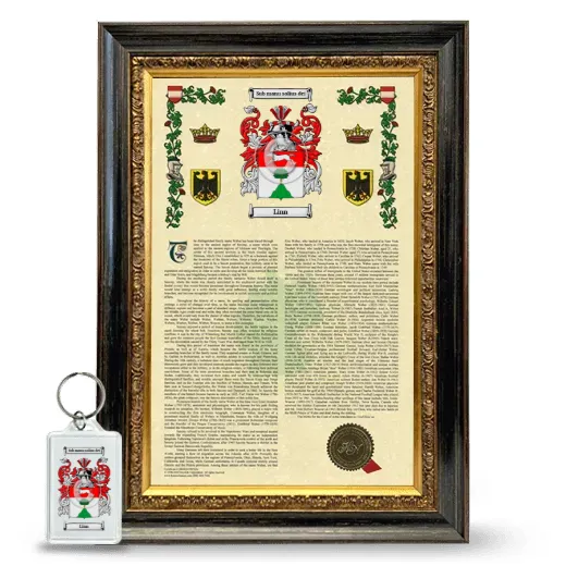 Linn Framed Armorial History and Keychain - Heirloom