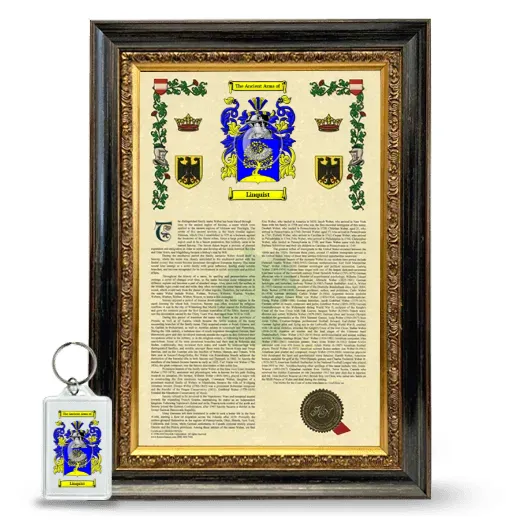 Linquist Framed Armorial History and Keychain - Heirloom