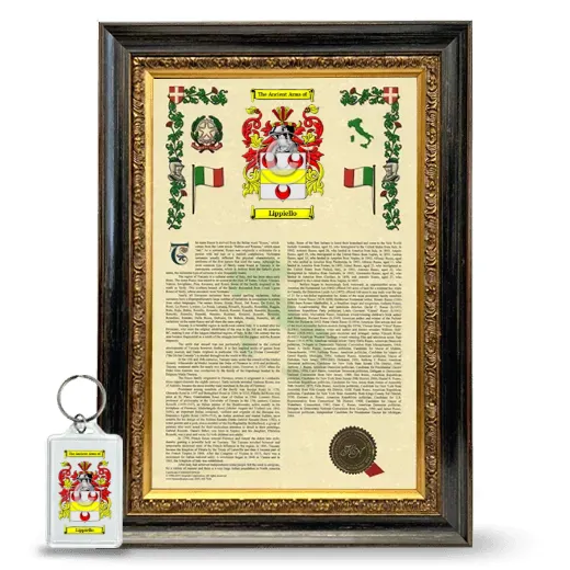 Lippiello Framed Armorial History and Keychain - Heirloom