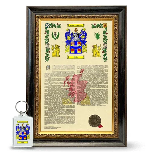 Lisle Framed Armorial History and Keychain - Heirloom