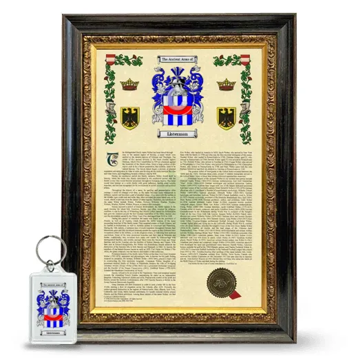 Listerman Framed Armorial History and Keychain - Heirloom