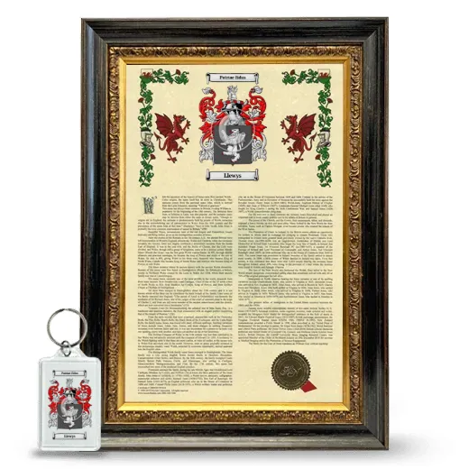Llewys Framed Armorial History and Keychain - Heirloom