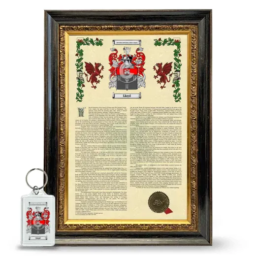 Lloyd Framed Armorial History and Keychain - Heirloom