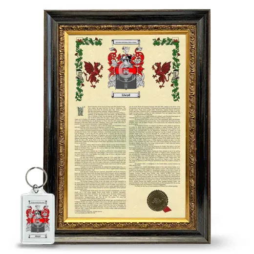 Llwyd Framed Armorial History and Keychain - Heirloom