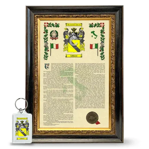 Lobasso Framed Armorial History and Keychain - Heirloom