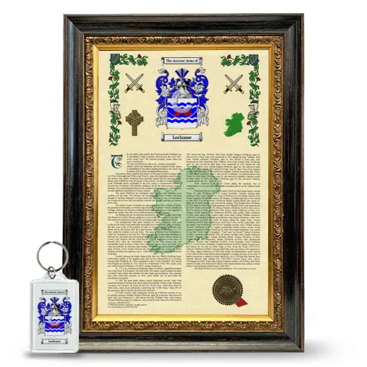 Lochrane Framed Armorial History and Keychain - Heirloom