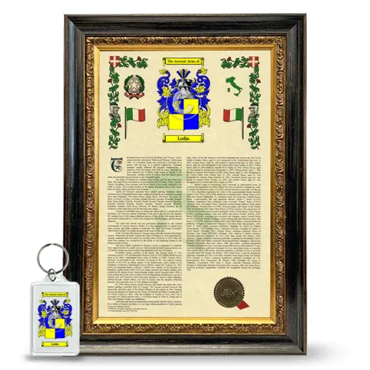 Lodin Framed Armorial History and Keychain - Heirloom