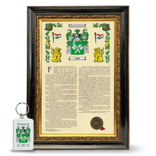 Loeff Framed Armorial History and Keychain - Heirloom