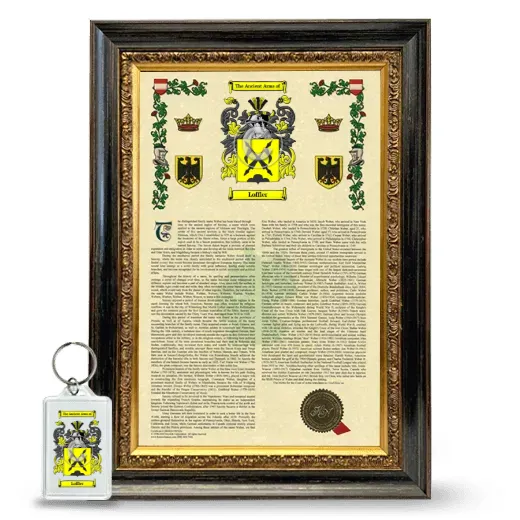Loffler Framed Armorial History and Keychain - Heirloom