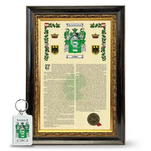 Lohner Framed Armorial History and Keychain - Heirloom