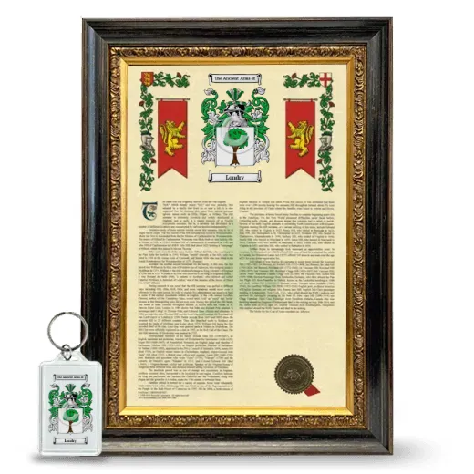 Londry Framed Armorial History and Keychain - Heirloom