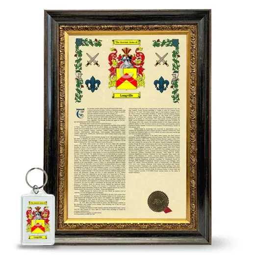 Longville Framed Armorial History and Keychain - Heirloom