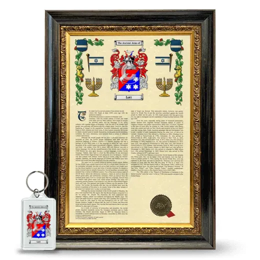 Lott Framed Armorial History and Keychain - Heirloom