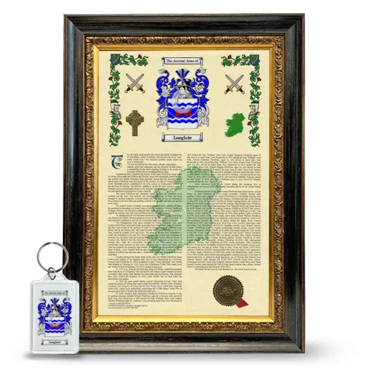 Loughrie Framed Armorial History and Keychain - Heirloom