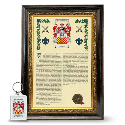 Louviere Framed Armorial History and Keychain - Heirloom
