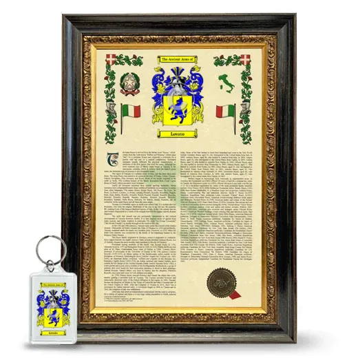 Lovato Framed Armorial History and Keychain - Heirloom