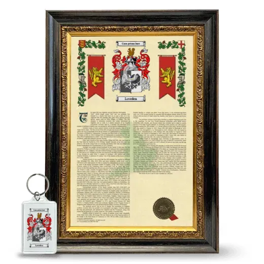 Loveden Framed Armorial History and Keychain - Heirloom