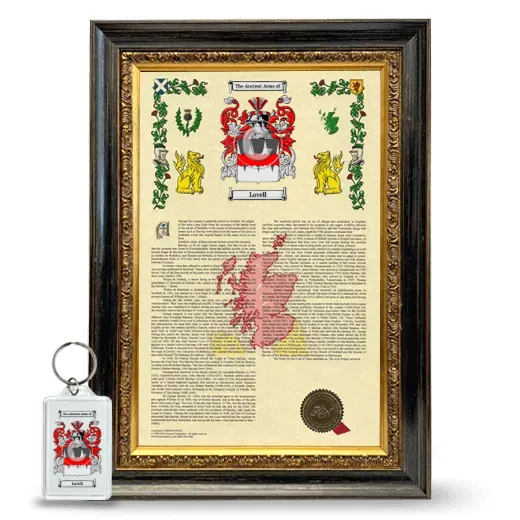 Lovell Framed Armorial History and Keychain - Heirloom