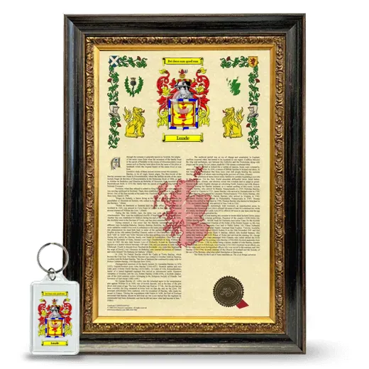Lunde Framed Armorial History and Keychain - Heirloom