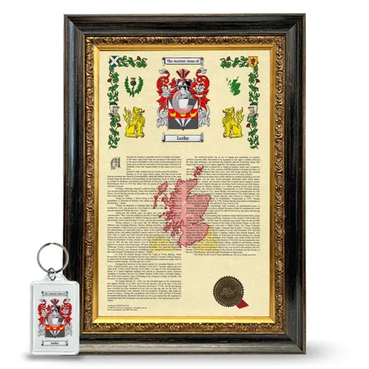 Luthy Framed Armorial History and Keychain - Heirloom