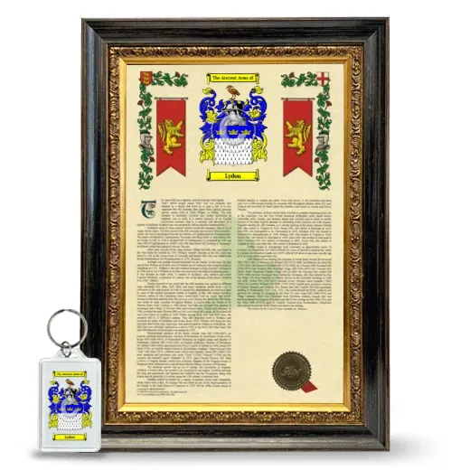 Lydon Framed Armorial History and Keychain - Heirloom