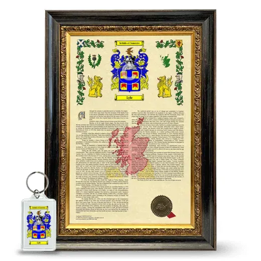 Lyle Framed Armorial History and Keychain - Heirloom