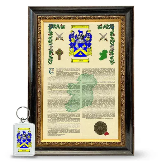 Lynch Framed Armorial History and Keychain - Heirloom