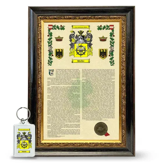 Müeller Framed Armorial History and Keychain - Heirloom