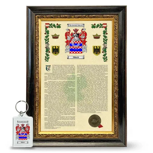 Münch Framed Armorial History and Keychain - Heirloom