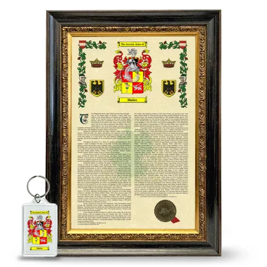 Mañer Framed Armorial History and Keychain - Heirloom