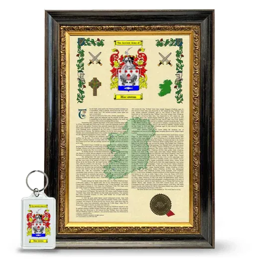 Mac owens Framed Armorial History and Keychain - Heirloom