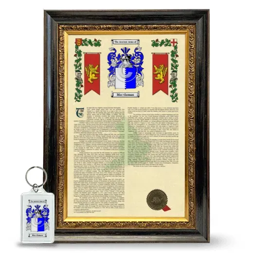 Mac thomas Framed Armorial History and Keychain - Heirloom