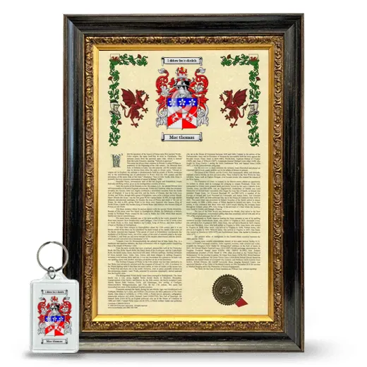 Mac thomas Framed Armorial History and Keychain - Heirloom