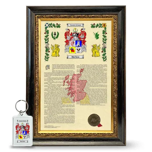 Mac'lean Framed Armorial History and Keychain - Heirloom