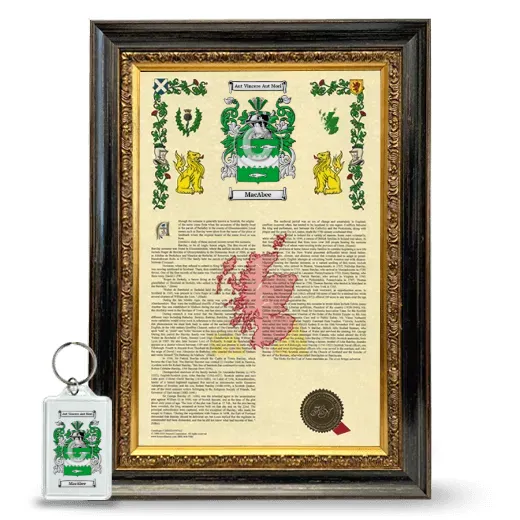 MacAbee Framed Armorial History and Keychain - Heirloom