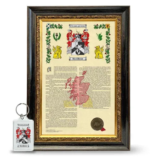 MacAllistair Framed Armorial History and Keychain - Heirloom