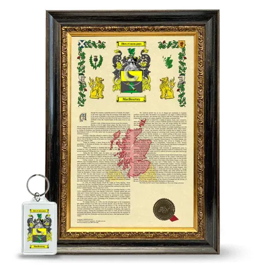 MacBeartay Framed Armorial History and Keychain - Heirloom