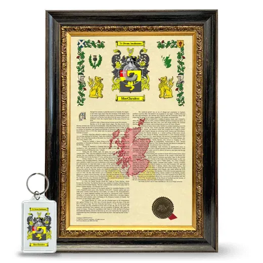 MacChruiter Framed Armorial History and Keychain - Heirloom