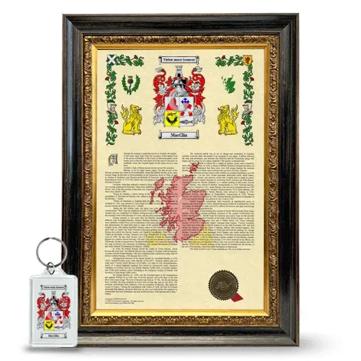 MacClin Framed Armorial History and Keychain - Heirloom
