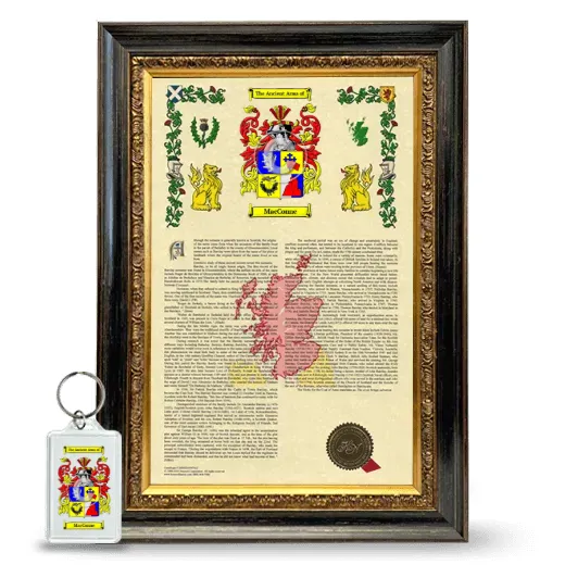MacConne Framed Armorial History and Keychain - Heirloom